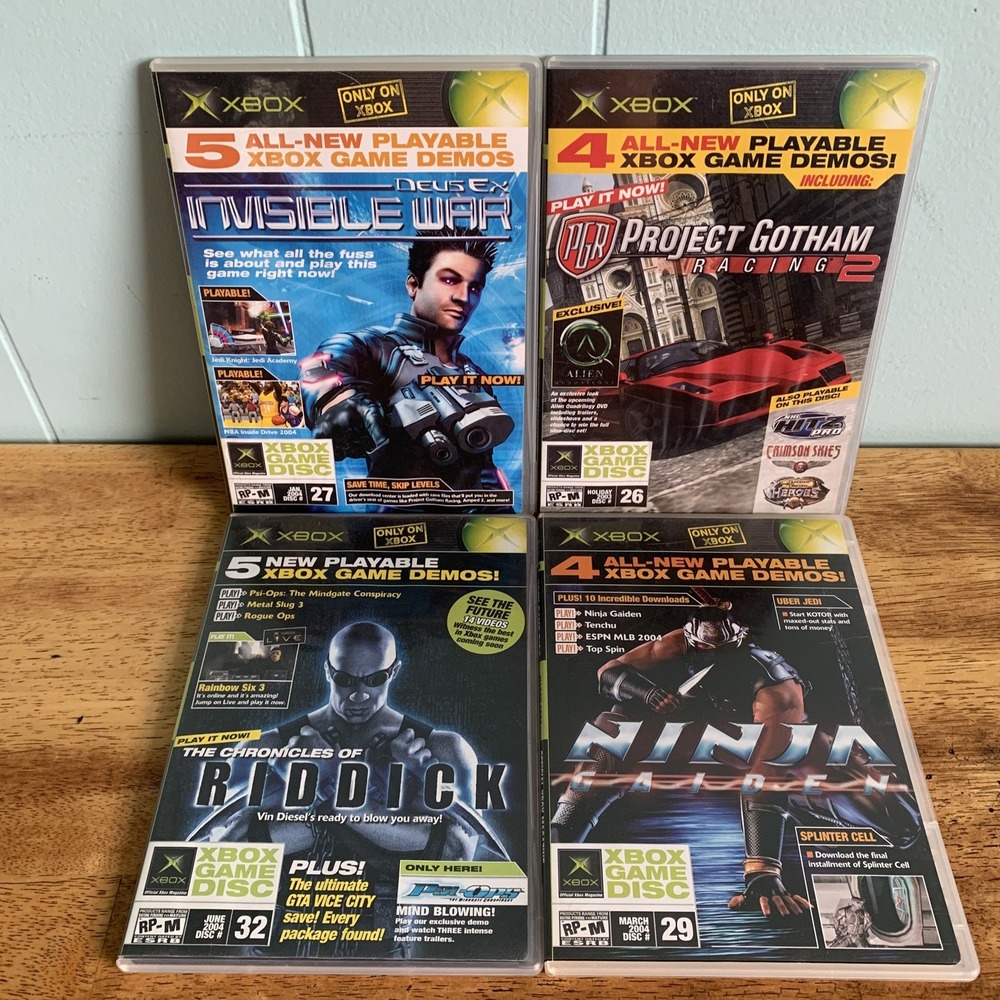 Original Xbox Magazine Demo Discs Lot of 4 Good Condition Riddick Ninja Gaiden